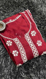 Load image into Gallery viewer, Women&#39;s Lucknowi Handcrafted Modal Cotton Chikankari Gown - HONC0122089