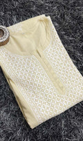 Tayeba Women's Lucknowi Handcrafted Mul Cotton Chikankari Kurti - HONC0133751