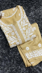 Load image into Gallery viewer, Women&#39;s Lakhnavi Handcrafted Modal Satin Chikankari Kurta And Palazzo Set - HONC0132057
