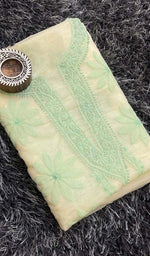 Load image into Gallery viewer, لکھنوی ہینڈ کرافٹ آرگنزا چکنکاری بغیر سلی ہوئی قرتی فیبرک - Honc0133586
