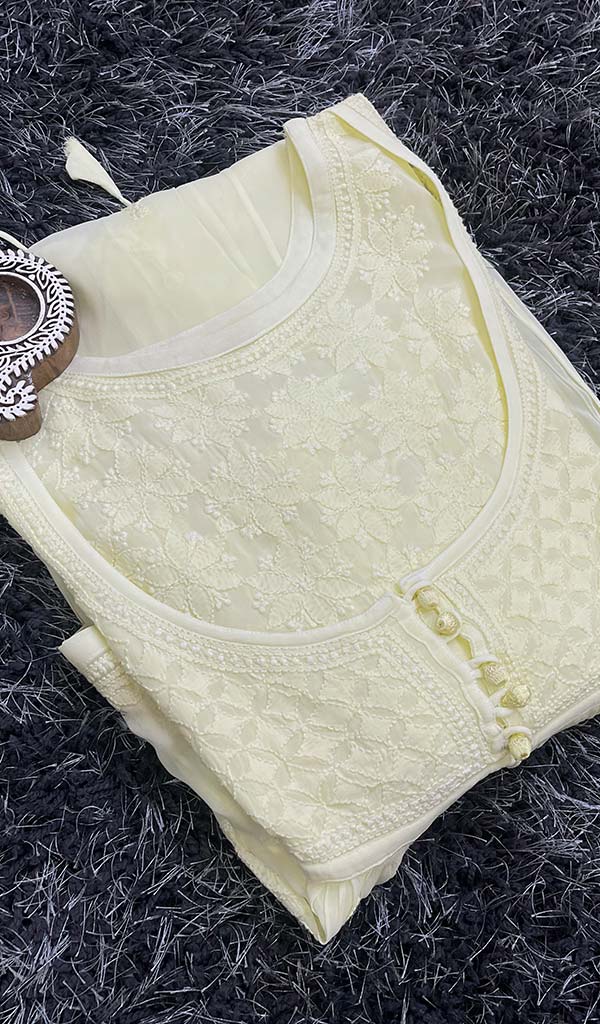 Lakhnavi 手工粘胶乔其纱 Chikankari 礼服 - HONC0986820