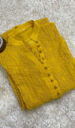 Load image into Gallery viewer, Women&#39;s Lucknowi Handcrafted Faux-Georgette Chikankari Kurti - HONC0106278
