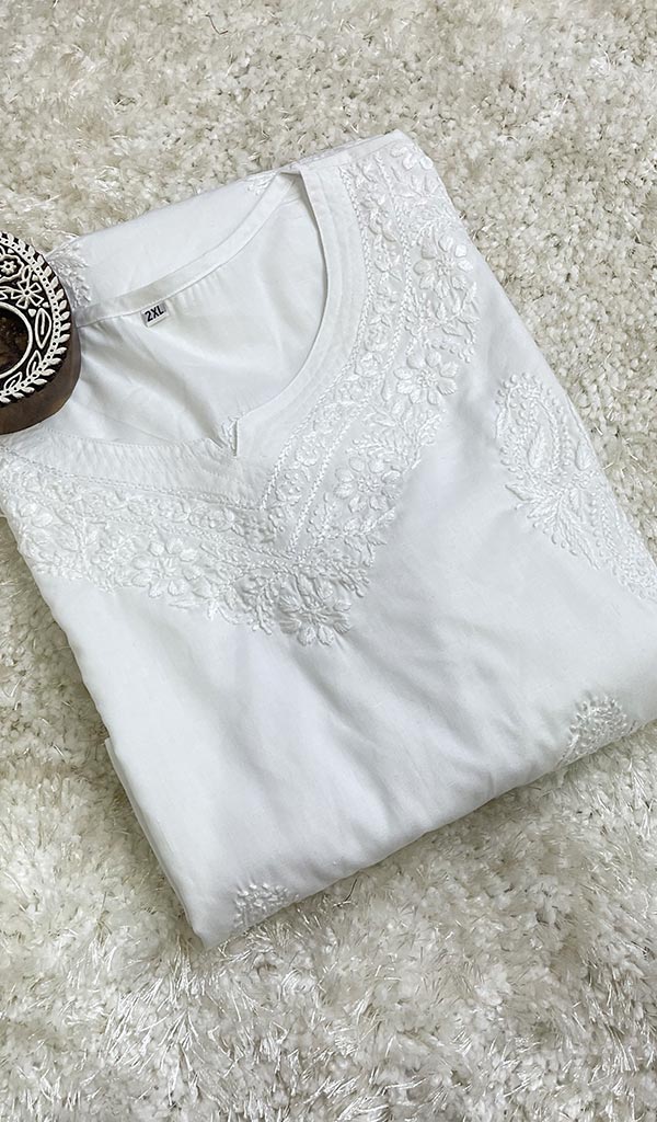 Women's Lucknowi Handcrafted Modal Cotton Chikankari Kurti - HONC0129534