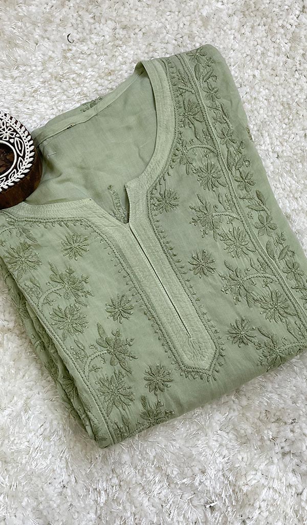 Women's Lucknowi Handcrafted Modal Cotton Chikankari Kurti - HONC0133844