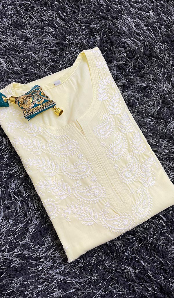 Lucknowi 手工纯棉 Chikankari Kurti - HONC0107669