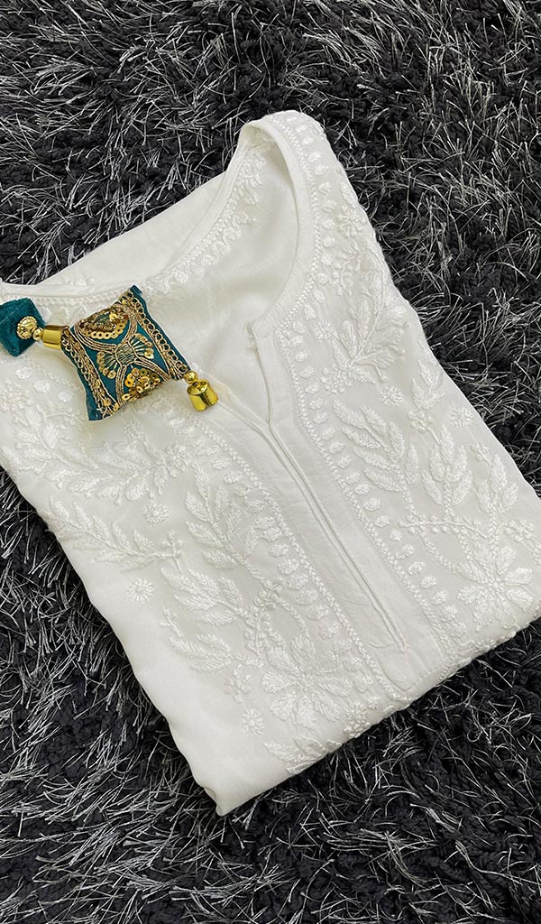 Women's Lucknowi Handcrafted Rayon Chikankari Kurti - HONC077804