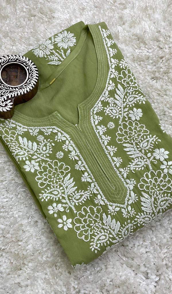 Women's Lucknowi Handcrafted Modal Cotton Chikankari Kurti - HONC0137357