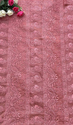 将图像加载到图库查看器中， Lakhnavi 手工制作 Tussar 丝绸 Chikankari 纱丽 - HONC0129875
