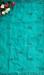 Load image into Gallery viewer, Women&#39;s Lakhnavi Handcrafted Tussar Silk Chikankari Saree - HONC0129876