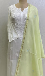 Load image into Gallery viewer, Women&#39;s Lakhnavi Handcrafted Chanderi Silk Chikankari Dupatta - Honc0108744
