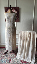 Load image into Gallery viewer, Women's Lakhnavi Handcrafted Mul Chanderi UnStitched Kurta And Dupatta Set - HONC0374453
