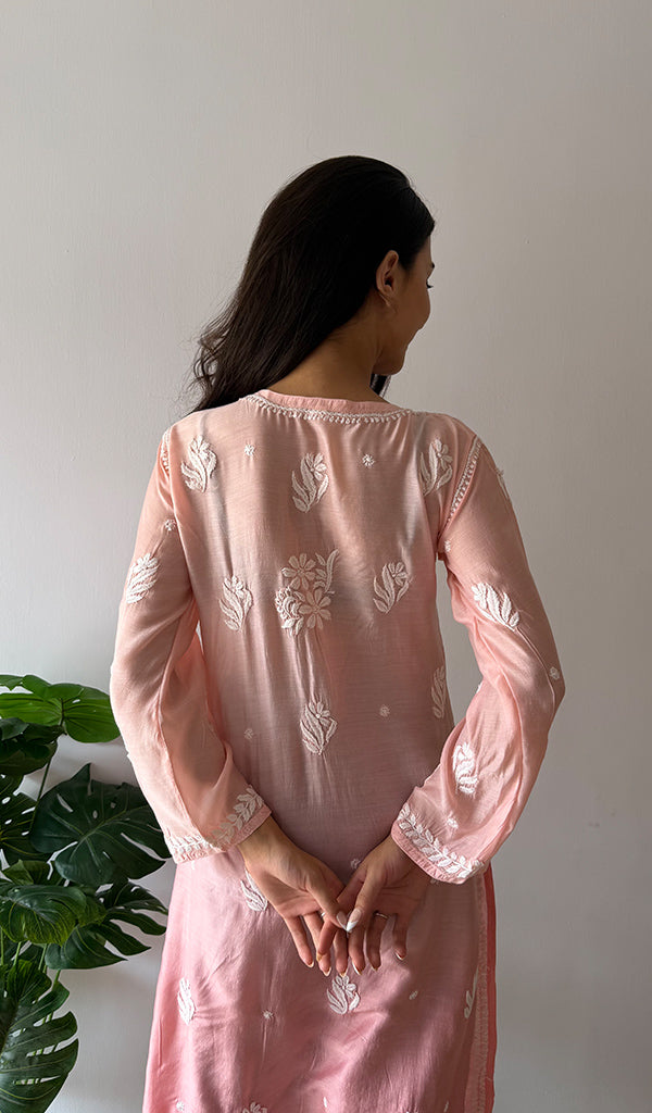 Women's Lakhnavi Handcrafted Muslin Chikankari Kurti - HONC0358944