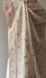 Women's Lakhnavi Handcrafted Pure Silk Georgette Chikankari Saree