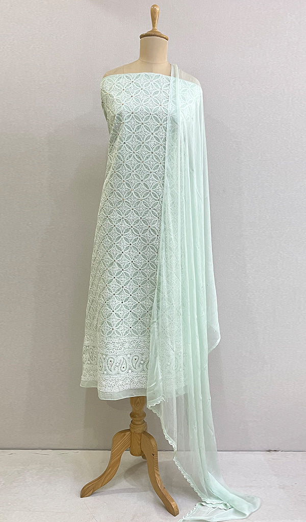 Women's Lakhnavi Handcrafted Cotton Chikankari Suit Material - HONC0222667