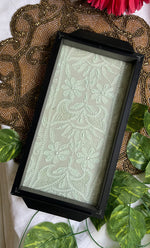 将图像加载到图库查看器中， Handcrafted Chikankari Tray with Two Coasters – Wooden Frame - HONC0247267
