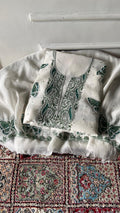 Titlee Women's Lakhnavi Handcrafted Mul Chanderi Kurta And Dupatta Set .