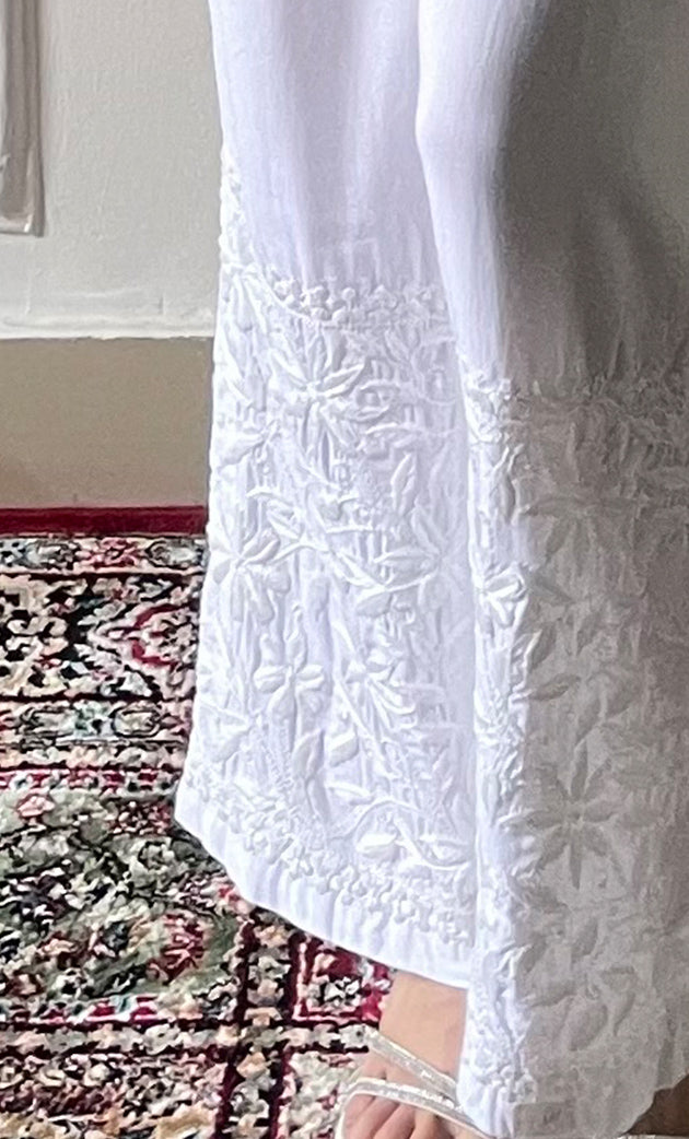 Women's Lucknowi Handcrafted Modal Cotton Chikankari Palazzo - HONC0254844