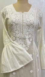 Load image into Gallery viewer, Fariah Women&#39;s Lucknowi Handcrafted Mul Chanderi Chikankari Gown - HONC0160035
