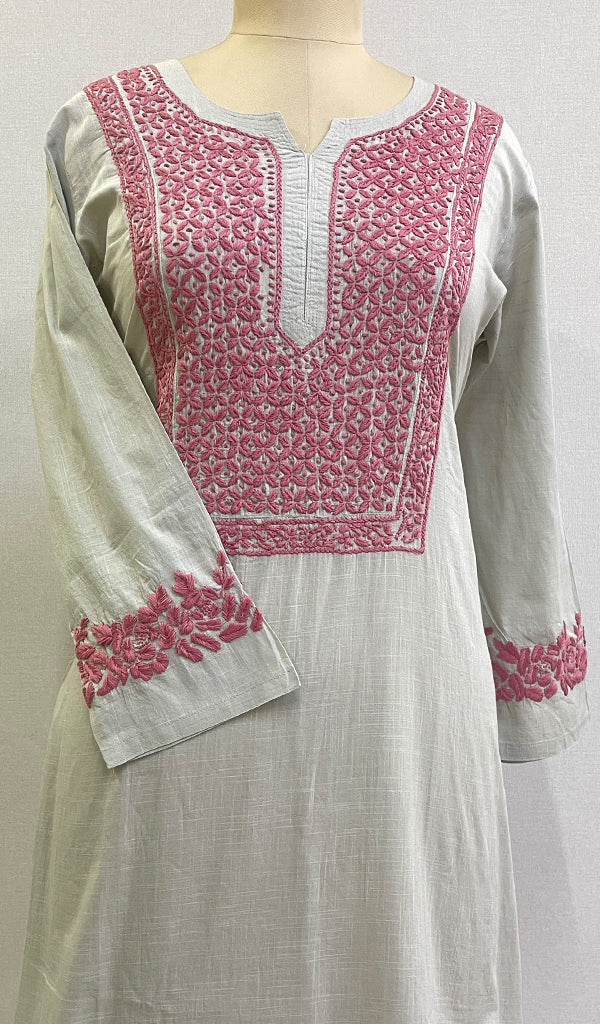 Shabina Women's Lucknowi Handcrafted Cotton Chikankari Kurti - HONC0193811