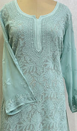 Load image into Gallery viewer, Women&#39;s Lucknowi Handcrafted Viscose Georgette Chikankari Top - HONC0153207
