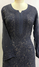 Women's Lakhnavi Handcrafted Viscose Georgette Chikankari Kurti -  HONC0139829