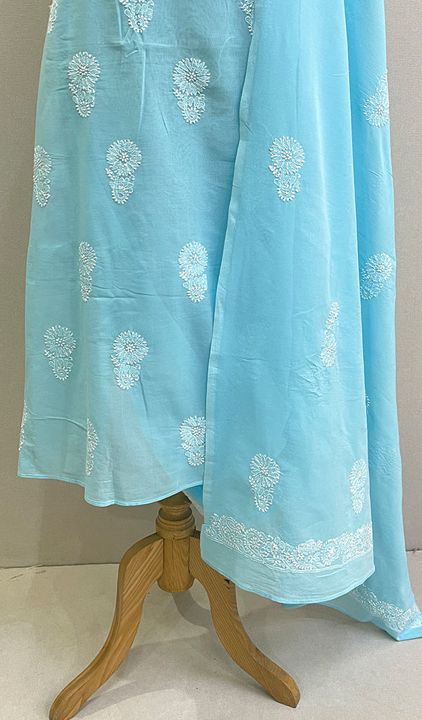 Women's Lakhnavi Handcrafted Cotton Chikankari Kurta And Dupatta Set - HONC0210109
