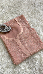 Women's Lakhnavi Handcrafted Viscose Georgette Chikankari Kurti- HONC0139817