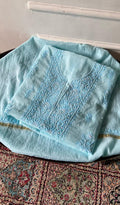 Arisha — Blue Mul Chanderi Chikankari 3 Pc Unstitched Suit Set
