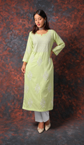 Women's Lucknowi Handcrafted Cotton Chikankari Kurti - HONC0161351