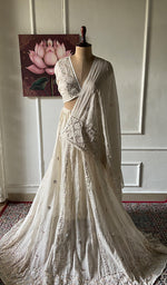 Load image into Gallery viewer, Women's Lakhnavi Handcrafted Bridal Tissue Chanderi Chikankari Lehenga Set - HONC0353218