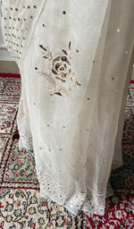 Load image into Gallery viewer, Women's Lucknowi Handcrafted Pure Organza Silk Chikankari Saree - HONC0355016