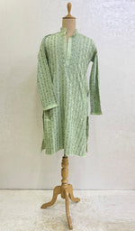 将图像加载到图库查看器中， Men&#39;s Lucknowi Handcrafted Cotton Chikankari Kurta - HONC0121649
