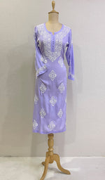 Load image into Gallery viewer, Women&#39;s Lucknowi Handcrafted Cotton Chikankari Kurti - HONC0212080
