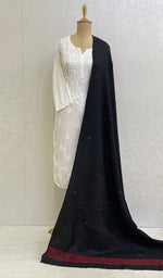 将图像加载到图库查看器中， Lucknowi 手工制作 Pashmina Chikankari 披肩 - Honc0107050
