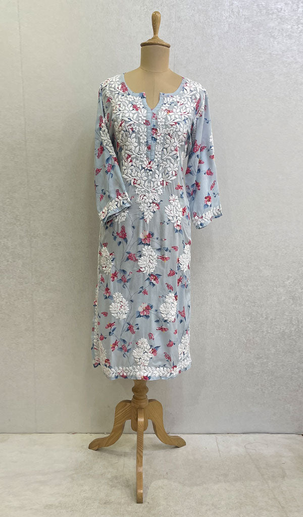 Women's Lucknowi Handcrafted Modal Cotton Chikankari Kurti - HONC0120434