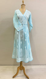 将图像加载到图库查看器中， Abisha Women&#39;s Lucknowi Handcrafted Cotton Chikankari Angrakha - HONC0232850
