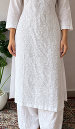 Pakeezah Women's Lucknowi Handcrafted Cotton Chikankari Kurti - HONC0229645