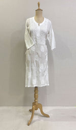 Load image into Gallery viewer, Women&#39;s Lucknowi Handcrafted Muslin Chikankari Kurti - HONC0177118
