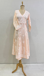 将图像加载到图库查看器中， Abisha Women&#39;s Lucknowi Handcrafted Cotton Chikankari Angrakha - HONC0232860
