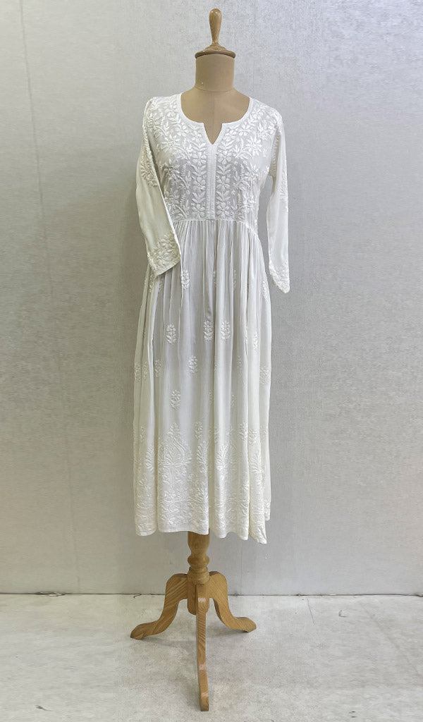Lakhnavi Handcrafted Mul Cotton Chikankari Dress - NC051039