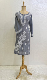 Load image into Gallery viewer, Laveeza Women&#39;s Lucknowi Handcrafted Cotton Chikankari Kurti - HONC0160199
