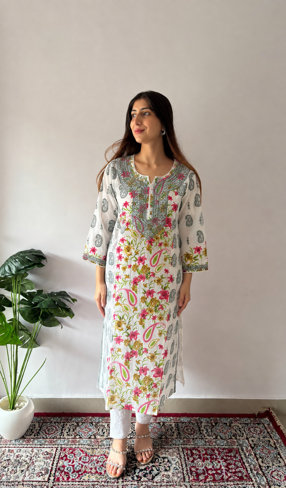Cotton Chikankari Stitched Kurti nc04292