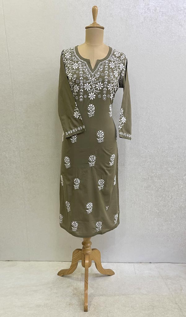 Mahek Women's Lucknowi Handcrafted Mul Cotton Chikankari KuRTI - HONC0110755