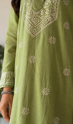 Prisha Women's Lakhnavi Handcrafted Cotton Chikankari Kurti - HONC066666