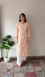 Women's Lucknowi Handcrafted Cotton Chikankari Kurti- HONC0141385