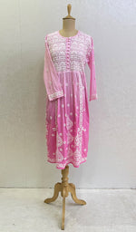 将图像加载到图库查看器中， Zulekha Women&#39;s Lucknowi Handcrafted Mul Cotton Chikankari Gown - HONC0150418
