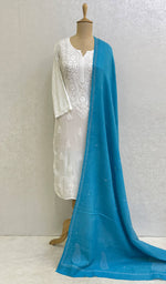 将图像加载到图库查看器中， Lucknowi 手工制作 Pashmina Chikankari 披肩 - Honc0107053

