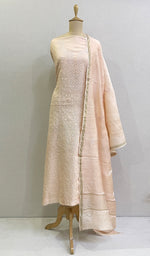 将图像加载到图库查看器中， Women&#39;s Lakhnavi Handcrafted Munga Silk Chikankari Kurta And Dupatta Set - HONC0166725
