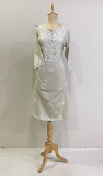 Load image into Gallery viewer, Uzma Women&#39;s Lucknowi Handcrafted Cotton Chikankari Kurti - HONC0213184
