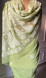 Load image into Gallery viewer, Women&#39;s Lucknowi Handcrafted Faux-Georgette Chikankari Saree - HONC0295210
